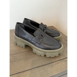 Steve Madden Trifecta Platform Loafer Black Leather Womens Size 11 M